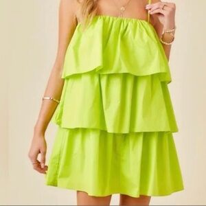 Vibrant Green Tiered Dress